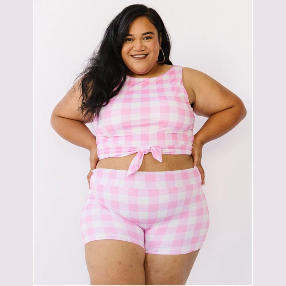 NWT Lime Ricki Pink Gingham Swimsuit 3X